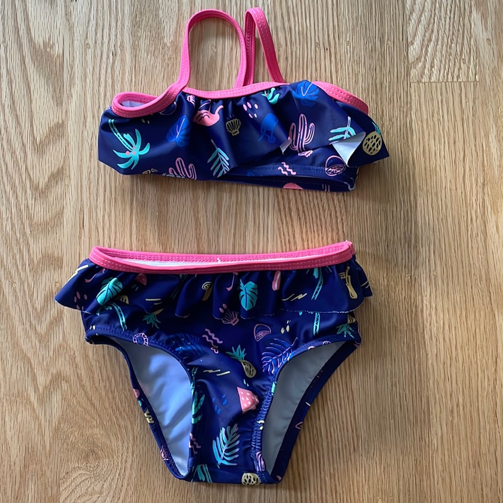 Baby girl 9-12mo bikini swimsuit pink blue Andy & Evan